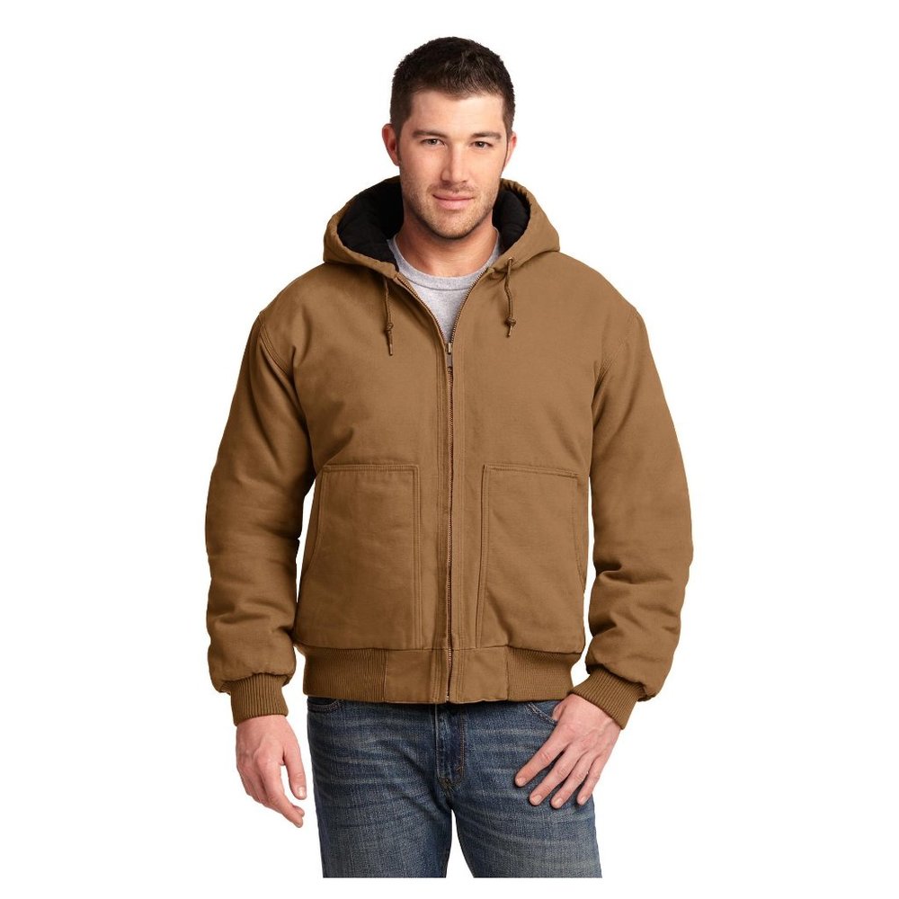 CornerStone Washed Duck Cloth Insulated Hooded Work Jacket. CSJ41 - Duck Brown